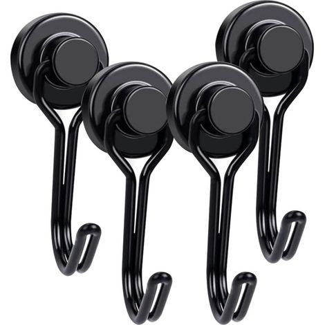 Extra starke Magnethaken – Set mit 4 leistungsstarken Magnethaken für Kühlschränke, verchromter Stahl, max. Tragkraft 5 kg