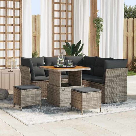 Ensemble de canapé de jardin 8 pièces 5-Nombre de places Gris vidaXL (1/5)