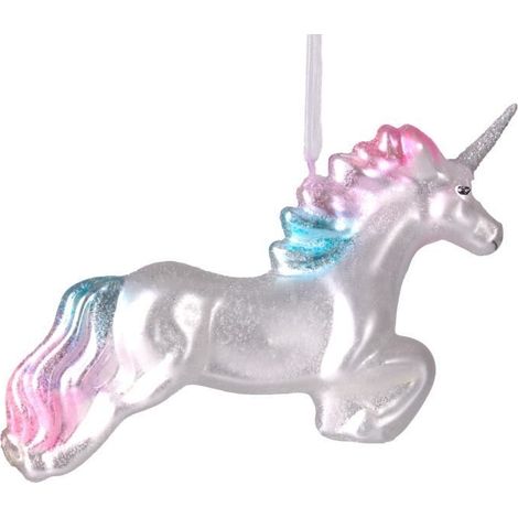 BRUBAKER Licorne sautante - Boule de Noël en verre peinte à la main - Figures de décoration amusantes - 13,5 cm (1/4)