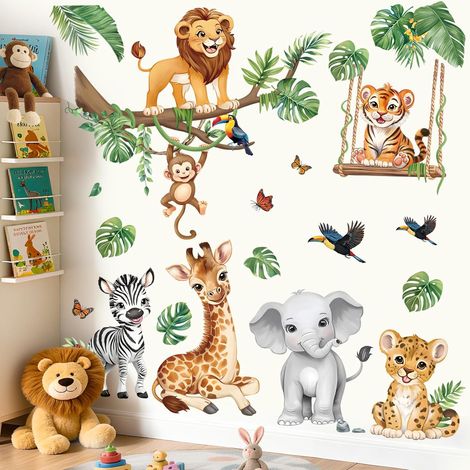 Stickers Muraux Animaux Arbre Branche Autocollant Mural Safari (1/5)