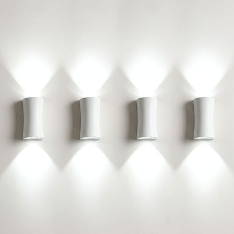 4 pz AppliqueLampada da Parete Moderno Gesso Bianco GU10 Cilindro Doppia Luce (1/5)