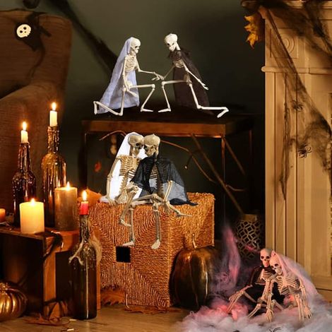 Squelette décoratif articulé de qualité supérieure (90 cm), squelette humain réaliste avec articulations mobiles, idéal pour les maisons hantées, crée une ambiance effrayante. (1/5)