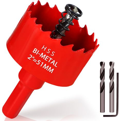 Scie Cloche Bi-métal 51 mm, M42 HSS Bimétallique Scie Trèpan, avec Adaptateur de Tige Triangulaire et Foret de Centrage, pour le Bois, Métal Mou, Plastique, Verre, Carrelage, Céramique (1/5)