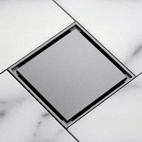 (Gun Gray-China Mainland)VGX Invisible Floor Drain Valve Cover Shower Trap Drains Backflow Preventer For Kitchen Bathroom Brass Square Anti-Odor 100X100 (1/4)