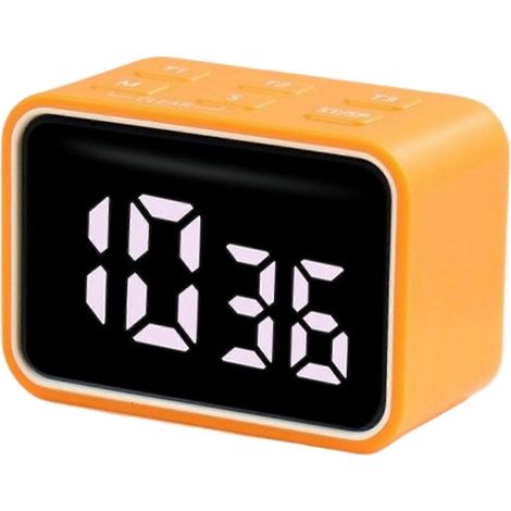 Minuteur de cuisine numérique avec grand écran LED, deux niveaux de luminosité réglables, fonction compte à rebours, idéal pour la cuisine, l'école et la maison. Orange. (1/5)