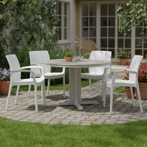 Sapps Outdoor-Stuhl, 4 Stück, stapelbar Made in Italy, mit Armlehnen, Weiß (1/4)