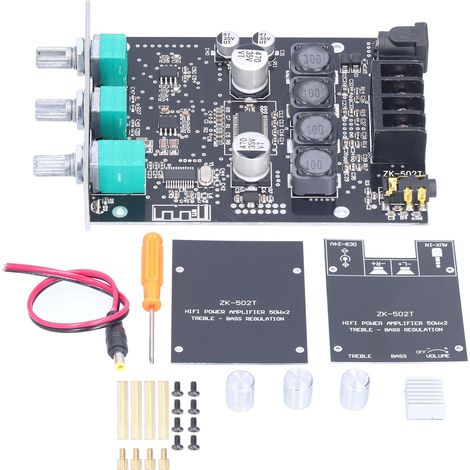 Carte amplificateur 50W + 50W, Module Audio stéréo, contrôle des aigus des basses, Kit d'entrée AUX Bluetooth