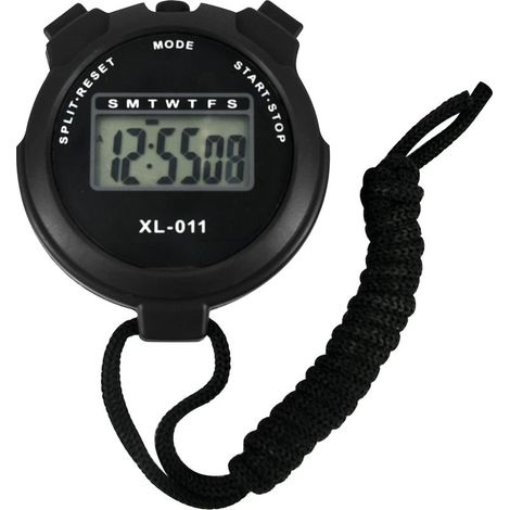 Digitale Sportstoppuhr mit großem Display, Intervalltrainingsstoppuhr, Rundenzeitmesser für Outdoor-Aktivitäten (schwarz)