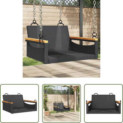 vidaXL Meuble extérieur - Balancelle noir 63x62x40 cm résine tressée (1/5)