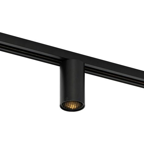 QAZQA iconic - Système de rail spot luminaire plafond, plafonnier compatible pour led - 1 lumière - Ø 5.6 cm - Noir - Moderne - éclairage intérieur - Salon I Chambre I Cuisine I Salle à manger