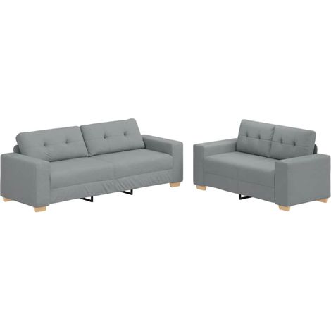 2-teiliges Sofa-Set mit Kissen, hellgrauer Stoff vidaXL (1/5)
