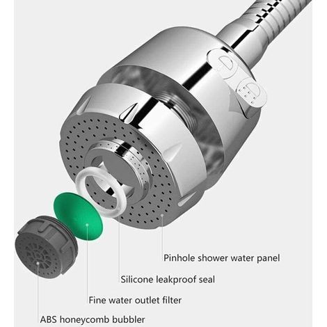 Rubinetto da cucina per aromaterapia, girevole a 360°, con 2 modalità di filtrazione, filettatura da 23,5-24 mm e prolunga filettatura da 21,5-22 mm (lunghezza del tubo: 21,5 cm/8,46 pollici) (1/3)