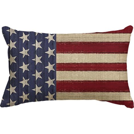 Housse de coussin patriotique pour le 4 juillet (Jour de l'Indépendance) – Dimensions : 12 x 20 pouces (Housse pour Memorial Day) (1/5)