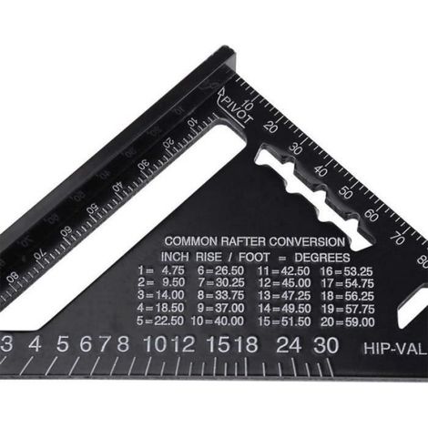 Équerre Charpentier Règle Triangle en Alliage d'aluminium avec Rapporteur Outil de Mesure Noir (1/4)
