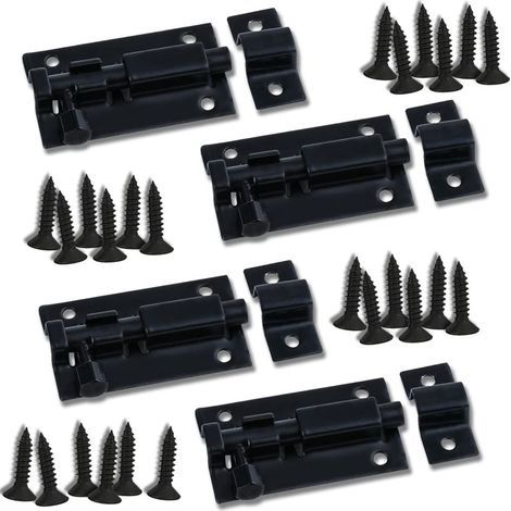 Loquet Noir 4 Pièce Verrou de Porte à Boulon Coulissant Acier Inoxydable Loquet de Porte Coulissant Serrure Loquet Verrou de Porte Coulissant Loquet Porte pour Portail de Jardin Cabanon (1/5)