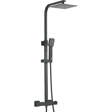 Thermostatic Shower Column with Mixer Shower Set Height Adjustable Rain Shower Head Square with Hand Shower Head Stainless Steel (1/5)
