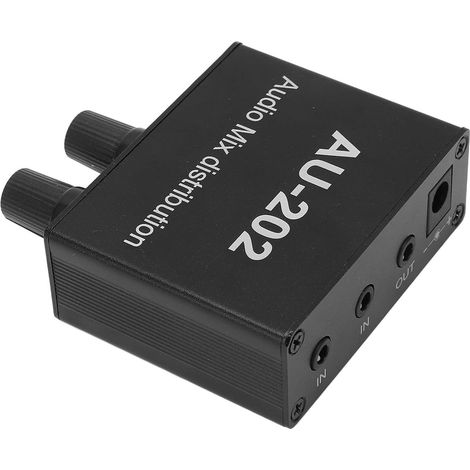 Mélangeur Audio Distributeur Stéréo Boîte de Commutation Audio ABS et Alliage d'aluminium Convertisseur de Signal 2 Entrées 2 Sorties DC5 à 19 V pour Amplificateur Contrôle de Bureau (1/5)