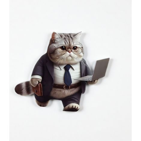 Colgante de acrílico gato frente a un ordenador para coche, 8 cm (1/5)