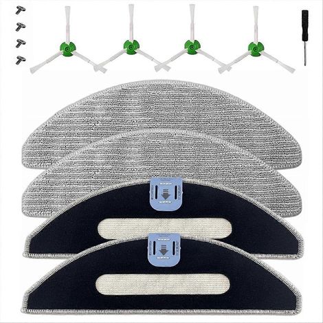 Lot de 5 brosses latérales et lingettes de lavage pour aspirateur robot, balais de nettoyage de rechange, accessoires compatibles robots nettoyeurs, kit entretien sols avec chiffons microfibre, pièces (1/5)