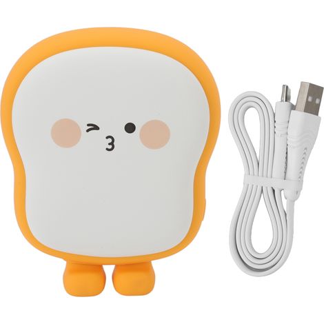 Electric Hand Warmer Cute Toast USB Rechargeable Hand Warmer 6000mAh Power Bank for Home Office Blush Expression