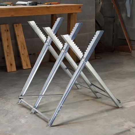 Chevalet pliable en acier pour tronçonneuse et sciage du bois (1/5)