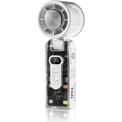 JSSEVN - Ventilateur électrique portatif multifonction avec plaque de refroidissement instantané et lumière LED, turbo à 100 vitesses, rechargeable par USB (1/5)