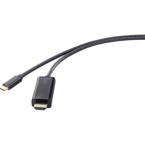 Renkforce USB-C® / HDMI Câble adaptateur USB-C® mâle, Fiche mâle HDMI-A 0.50 m noir UHD 4K @ 60 Hz RF-4531590 Câble d'afficheur USB-C® A834032 (1/5)