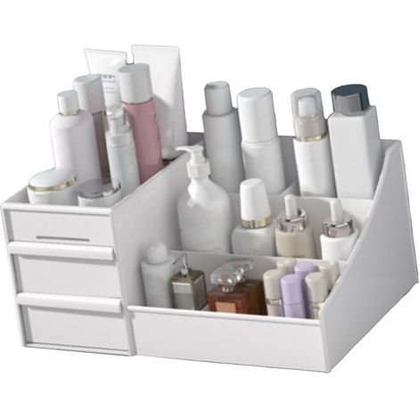 Große weiße Make-up-Aufbewahrungsbox mit Schubladen, hohes Fassungsvermögen für Kosmetikartikel, Lippenstifte, Nagelpflegeprodukte und Hautpflegeprodukte. (1/5)