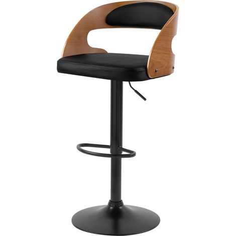 Silla de bar ajustable 62/84 cm en piel sintética negra - Louis (1/4)