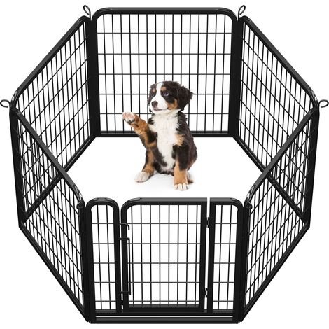 Homevive 6 Vallas para Perros Parque de Cachorros Corral Jaula de Mascota Animales 80cm