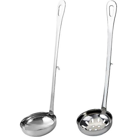 Ensemble passoire et cuillère en acier inoxydable avec crochet pour casserole (argenté)-23.5X6CM-Silver (1/4)