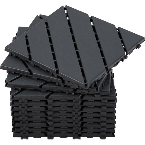 Wolketon 11x dalles de terrasse Dalles Carrées-panneaux d'épissure DIY-Pour terrasse- Plastique - 30x30cm -11 pièces/1 m²- Brun (1/4)