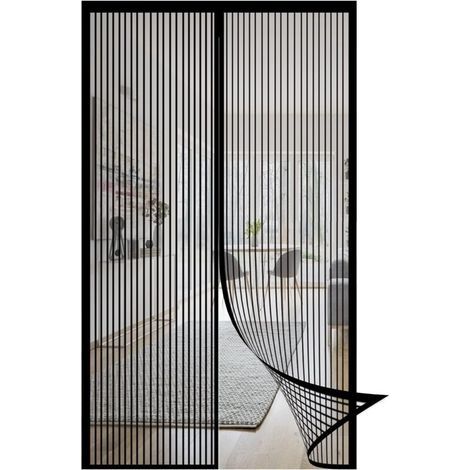 Moustiquaire de porte. 120 x 210 cm. anti-insectes. durable. anti-déchirure. pour cuisine. chambre. salle climatisée. noire (1/5)