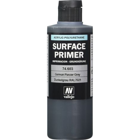Vallejo Primer Dunkelgrau RAL7021 Secado Rapido per Aerografo, 200 ml, Ideale per Modelismo e Figure, Alta Adesione e Copertura Eccellente