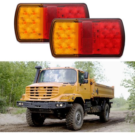 Lot de 2 feux de position latéraux pour camion 12 V, 12 LED bicolores 6000 K haute luminosité (1/5)
