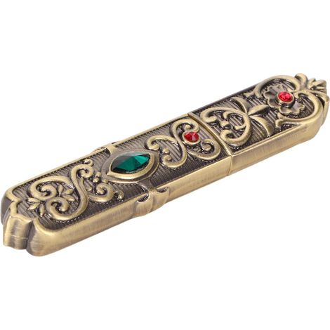Étui à aiguilles vintage à motif sculpté, lot avec strass, alliage de zinc, tube de rangement pour aiguilles à coudre, porte-aiguilles en bronze (1/5)
