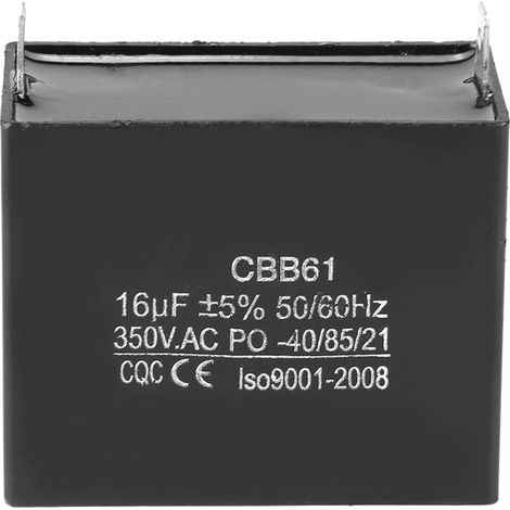 Condensateur de démarrage et de fonctionnement CBB61 16μF 350V AC 50/60Hz pour générateur, certifié CQC (1/5)