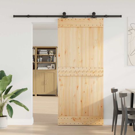 vidaXL Sliding Door NARVIK Natural and Black 90 x 210 cm (213.5 cm)