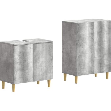 Maison Exclusive - Set di Armadi da Bagno da 2 Pezzi ARNHEM Grigio Cemento (1/5)