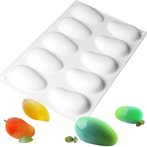 Moule en silicone mangue 3D, adapté pour mousse, dessert fruité français, pâtisserie, chocolat, glace et décoration de gâteau, 10 alvéoles (1/5)