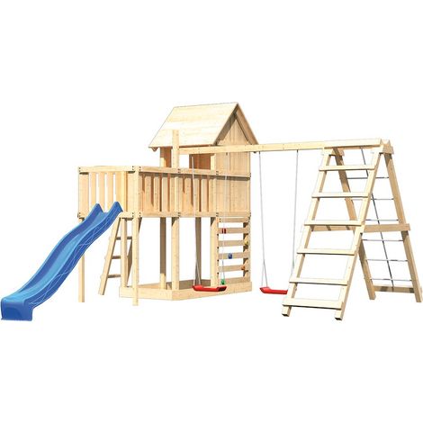 Akubi Stelzenhaus Frieda natur Rut.blau+DS+KG+ABP+Kletterwand
