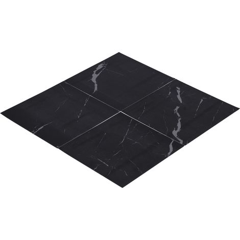 4 Stück verdickte PVC-Fliesenaufkleber, wasserfest, selbstklebend, Bodenaufkleber für Küche und Bad (30 x 30 cm, DLSF01 Schwarz) (1/5)
