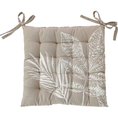 Galette de chaise piquée motif nature Naturel 38x38 cm (1/3)