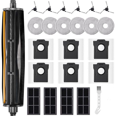25 Stück Ersatzteile für Dreame X40 Ultra Complete/L10s Ultra Gen 3/L40 Ultra/X40 Master/Mova P50 Pro Ultra Saugroboter,6 Staubbeutel 6 Wischpads 1 Hauptbürste 6 Filter (1/5)