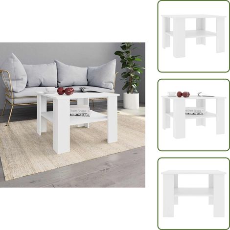 Table basse Blanc 60x60x42 cm Bois d’ingénierie - Table Basse Blanche - Meuble Salon - Table D'appoint - Table Basse Design - Table Basse Rangement (1/5)