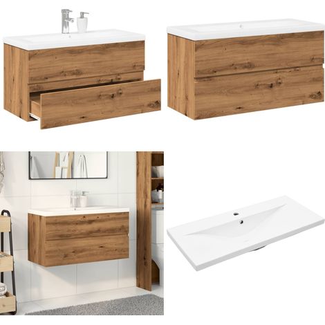 vidaXL Armoire lavabo avec bassin intégré chêne artisanal (1/5)