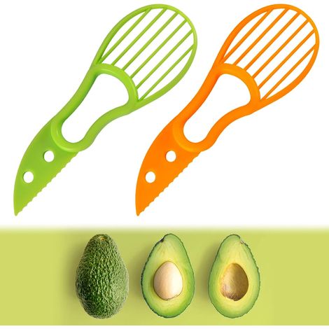 Avocado Cutter, Avocado Slicer, 3-In-1 Avocado Slicer, 3 In 1 Avocado Cutter With, Pitting Blade And Slicer, For Peeling And Pitting Fruit, Green, 2 Pieces (1/5)