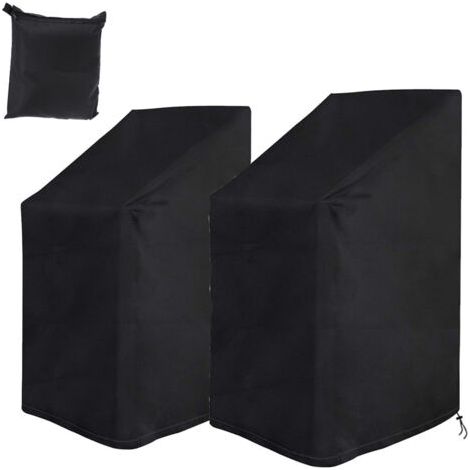 2er-Pack Gartensessel-Schutzhüllen, wasserdicht, kältebeständig, UV-beständig, 210D Oxford-Stoffbezug, für Gartensessel, Stapelstuhl, Stuhlabdeckung von (1/5)