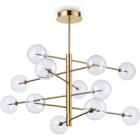 Ideal Lux Equinoxe - 12 Light Multi Arm Deckenpendelleuchte Antik Messing (1/3)