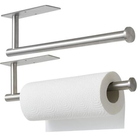 33cm Oorte Essuie Tout Mural, 2pcs Porte Sopalin en Acier Inoxydable SUS304, Porte Essuie Tout Mural pour Cuisine, Plan de Travail, Armoire, Salle de Bain (Argent) (1/4)
